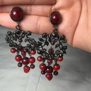 Elegant Red and Black Dangle Earrings